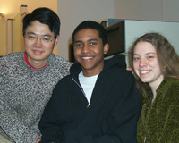 UMBC HHMI Lab Student Researchers (left to right: Chun Tang; Isaac Kinde; and Erin Loeliger;)Not pictured: Samson Kyere.