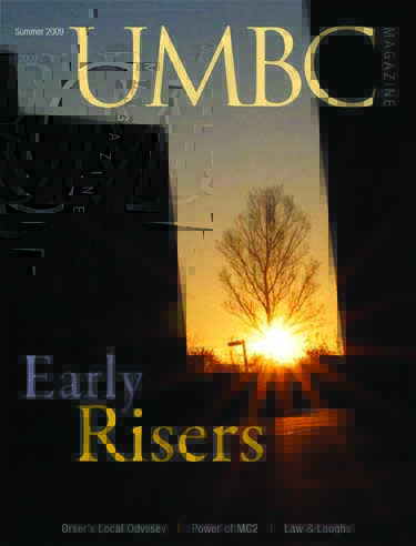 UMBC early risers magazine cover with picture of sunrise