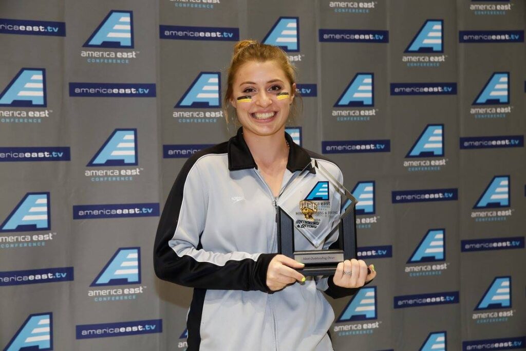 Coco Darelius ’16 earned Most Outstanding Diver of America East championship meet 2016.