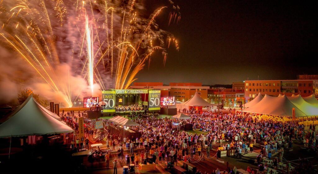 UMBC's 50th anniversary fireworks display / Photo by Dan Bailey