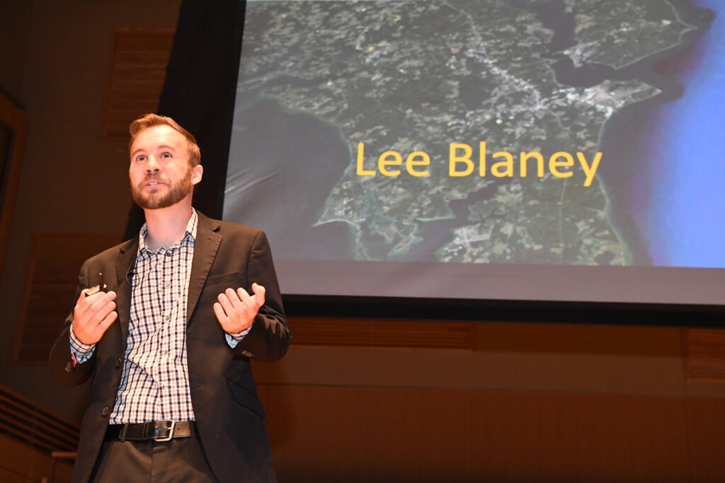 Lee Blaney, associate professor of CSEE, presents at GRIT-X.