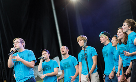 UMBC a cappella group the Cleftomaniacs performs.