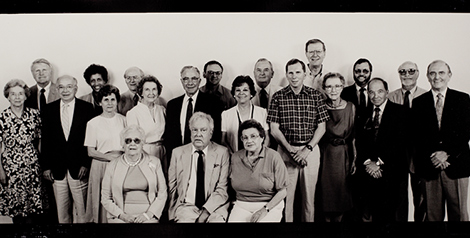 GROUP PORTRAIT OF FOUNDING FACULTY AND STAFF BY TIM FORD, 1991