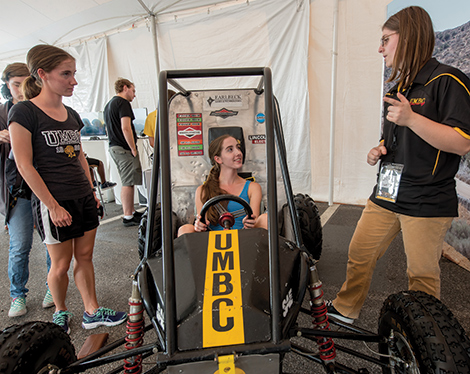 A chance to get behind the wheel of Baja SAE off-road vehicle was on offer at the Makers Tent in the House of Grit.