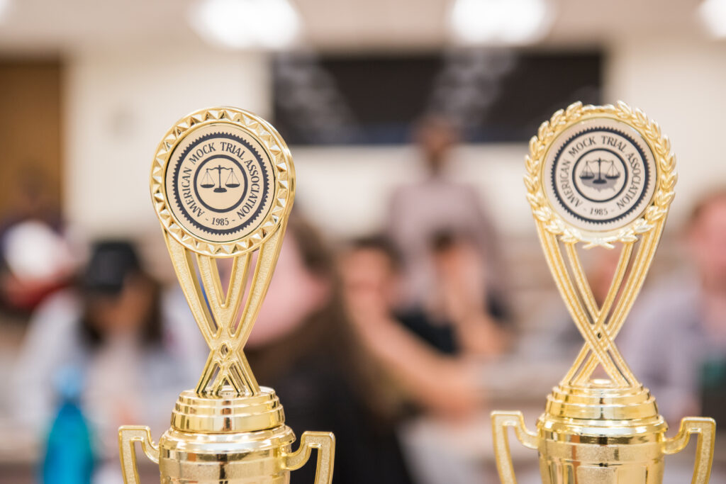 UMBC Mock Trial trophies