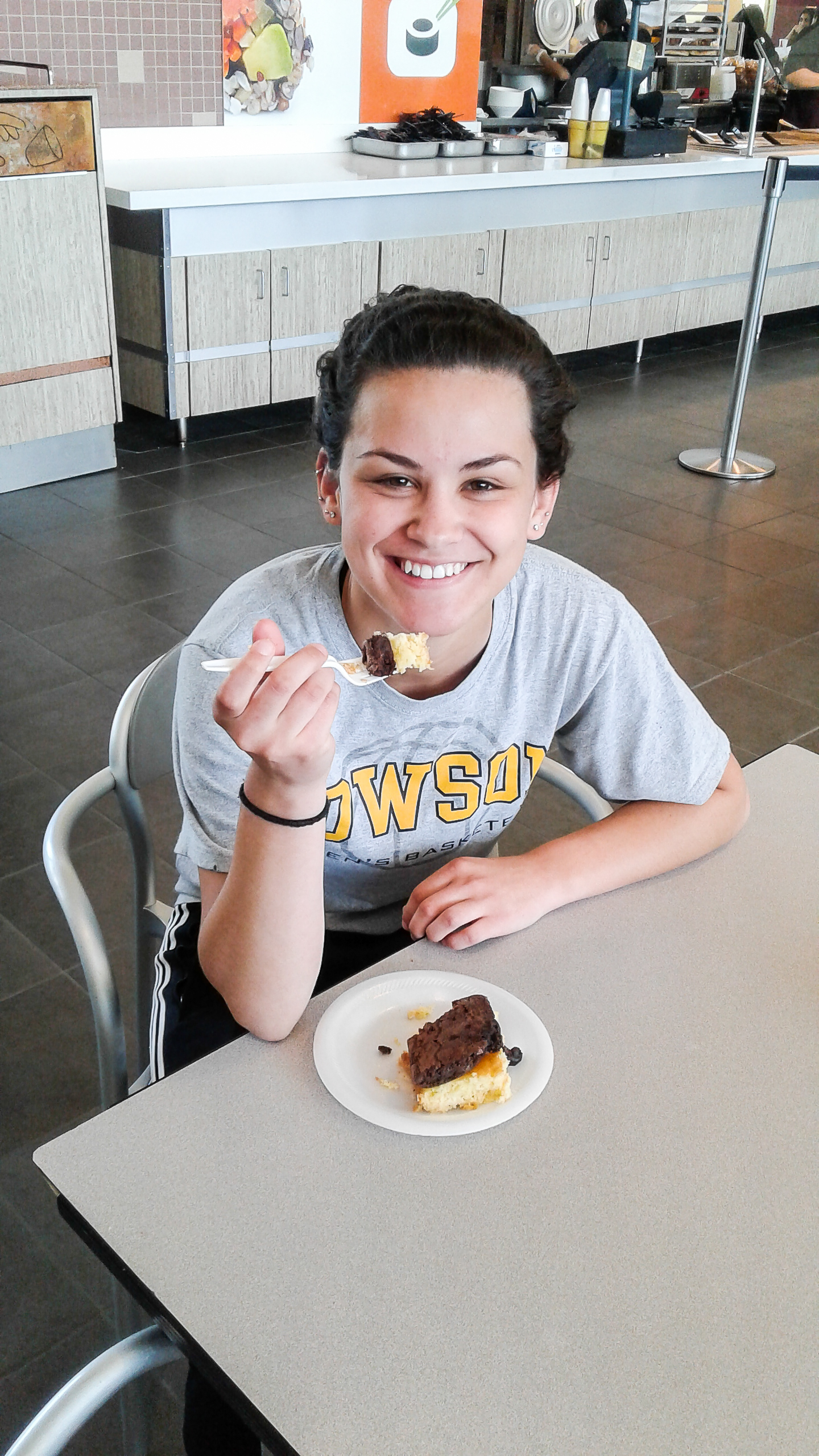 Karyn Cruz eats dessert at Dhall