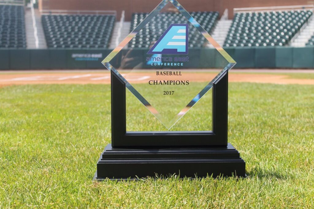 America East baseball championship trophy. Photo courtesy of UMBC Athletics.