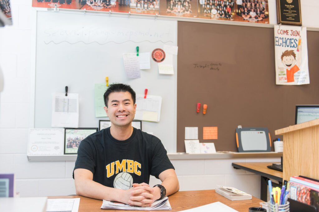 UMBC alumnus Sean Pang named Washington Post Teacher of the Year. 