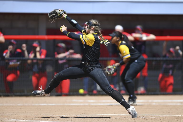 Courtney Coppersmith ‘22 commands the mound during Saturday’s America East final.