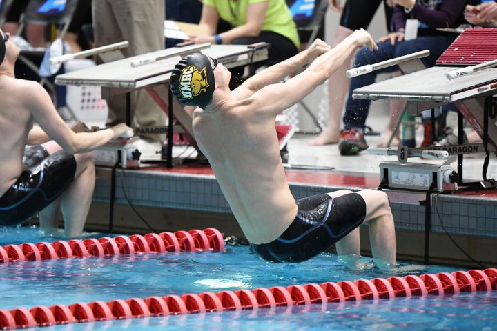 Alexander Gliese ‘19 competing at the 2018-2019 America East championships. Photo courtesy of Colleen Humel.