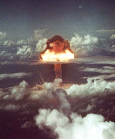 Nuclear bomb testing left its mark in the geologic record.National Nuclear Security Administration/Wikimedia Commons, CC BY