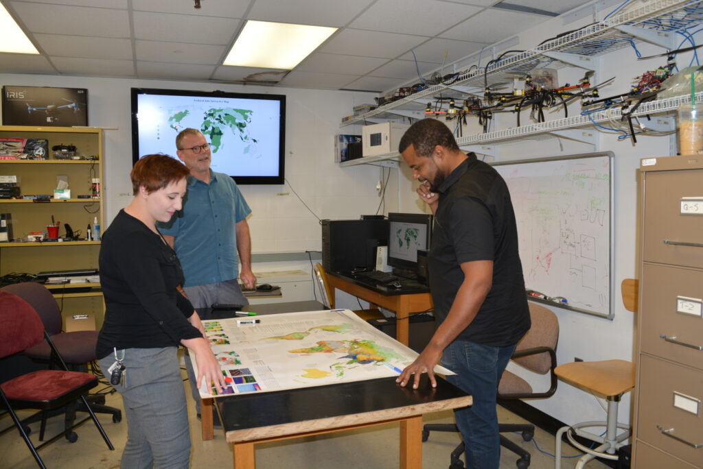 (L to R) Thorton, Ellis, and Powell working in the GES lab.