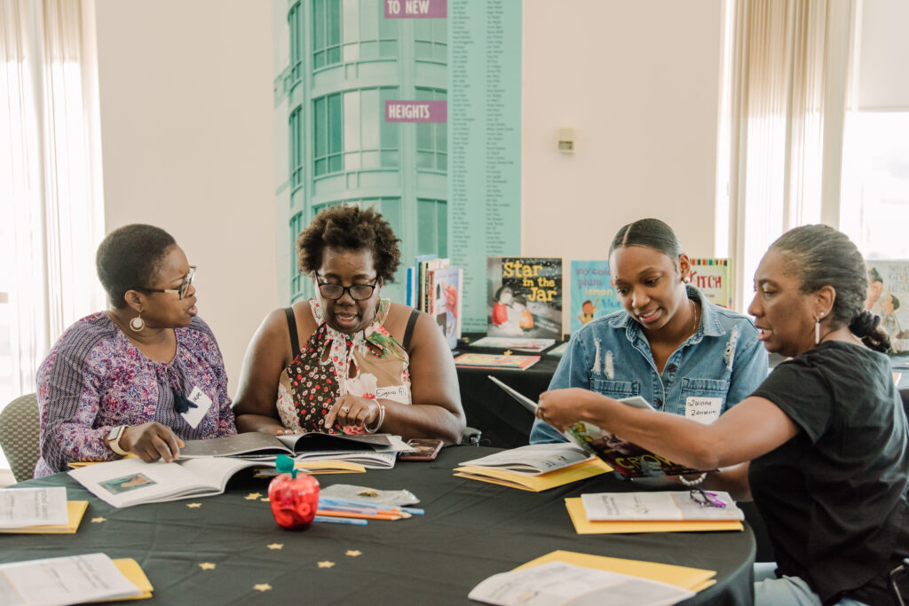 Quiana Zamarron (third from left) with fellow teachers from Curtis Bay Elementary/Middle School.