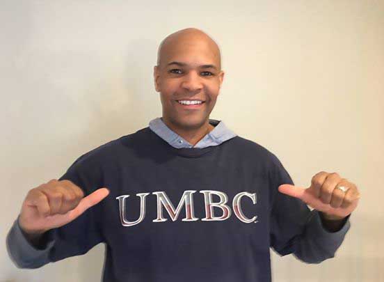Adams representing his UMBC pride from one of his social media accounts.