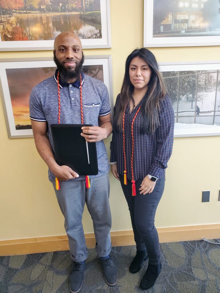 Arif with Bianca Monge receiving CWIT honors cords.