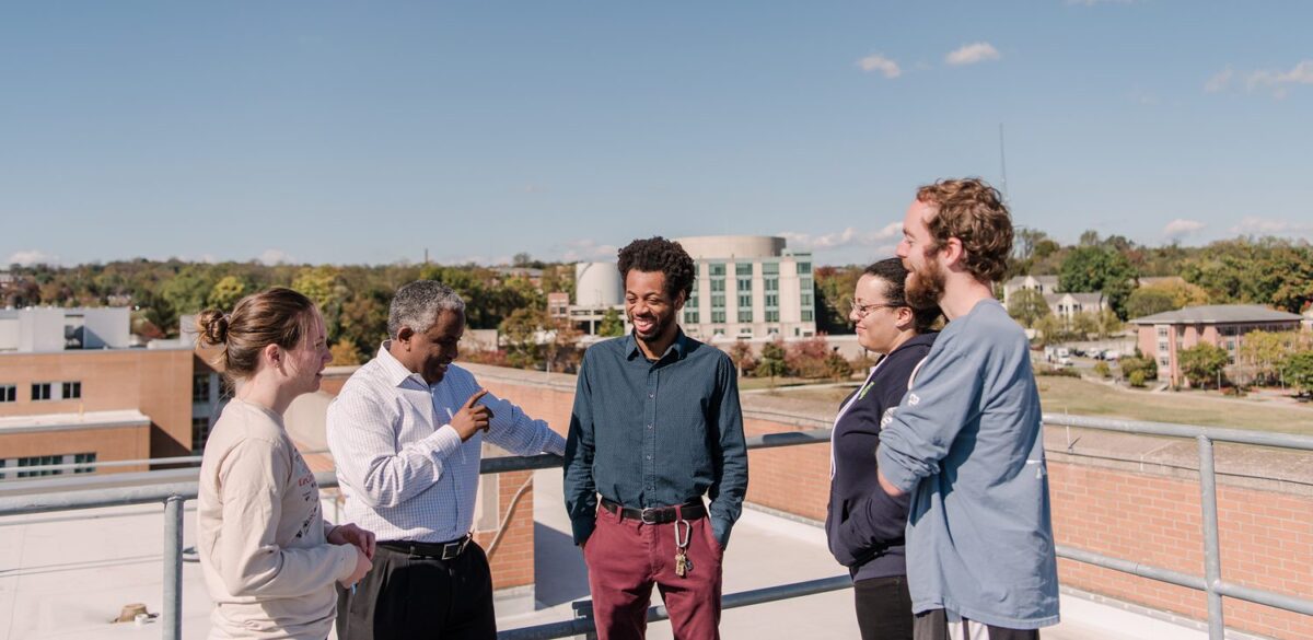 Demoz meets with students on top of the physics building. Photo by Marlayna Demond '11.