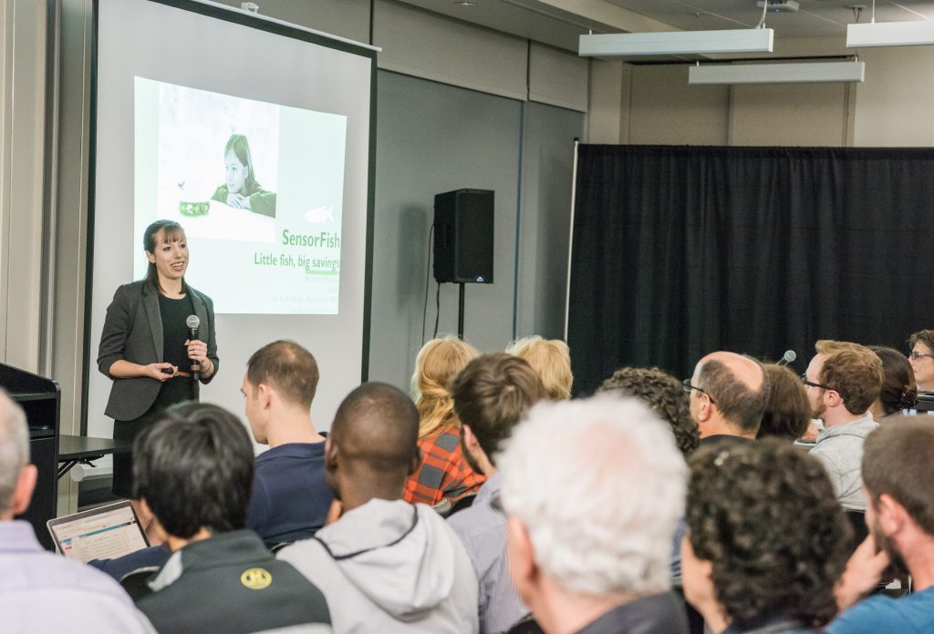 Miranda Marvel, Ph.D. '19, gives her pitch at the 2018 Cangialosi Business Innovation Competition. Photo courtesy Miranda Marvel.