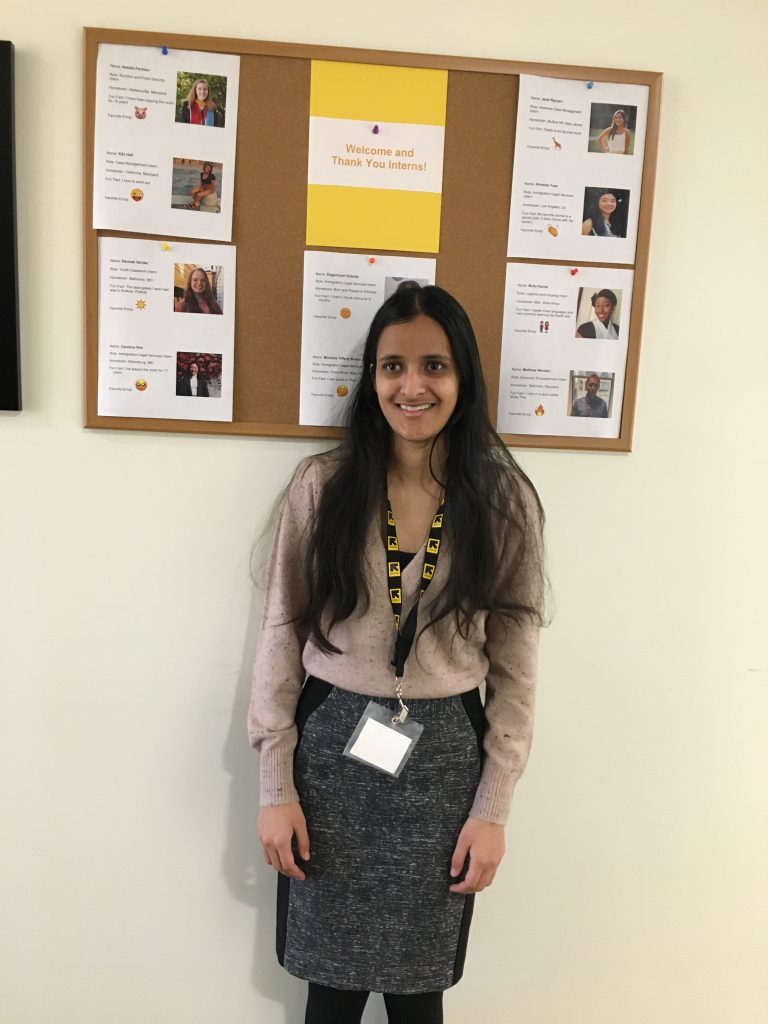 Naqiya Ghulamali '19, psychology, during her internship at the International Rescue Committee. Photo courtesy Naqiya Ghulamali.