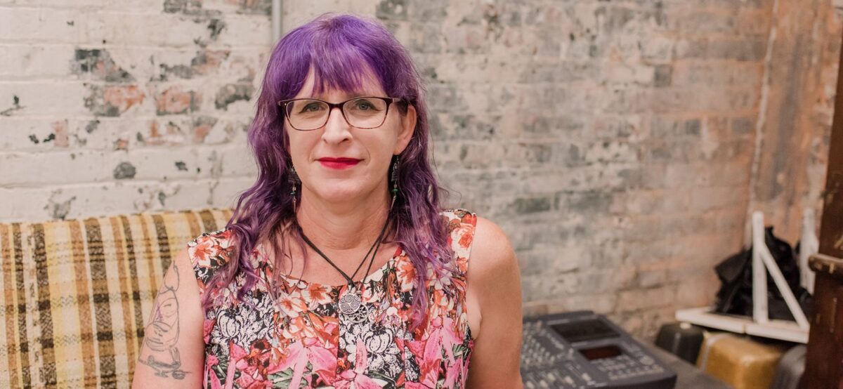 Photo of a woman with purple hair