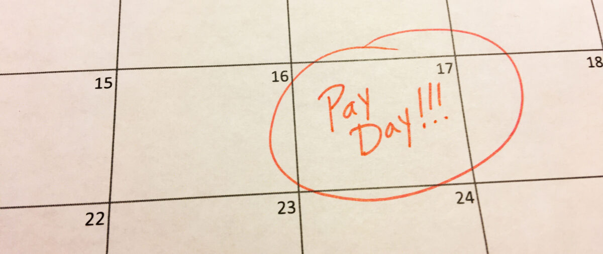 pay day circled on calendar