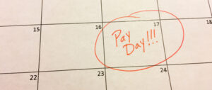 pay day circled on calendar