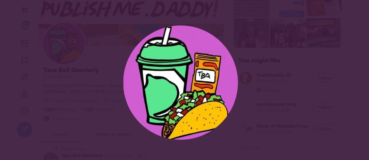 Taco Bell Quaterly cartoon drawing, screenshot from their Twitter page