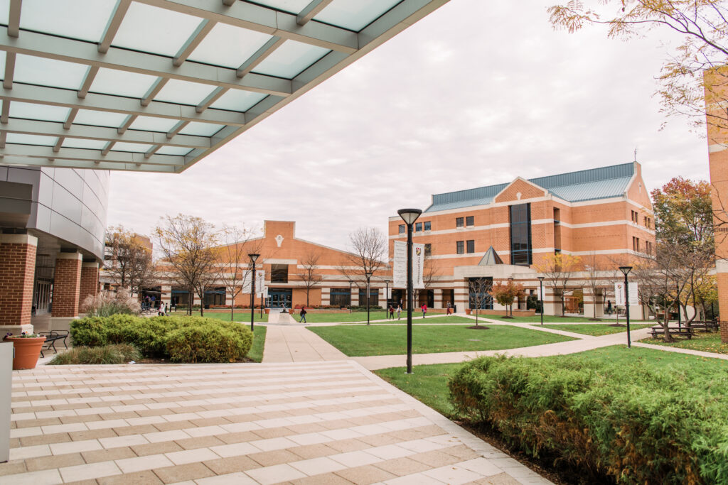 A college campus quad