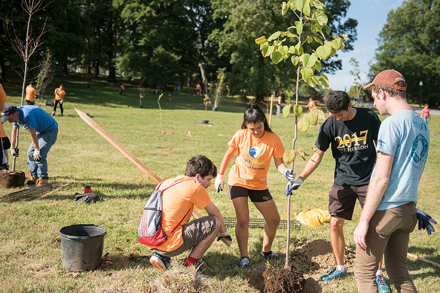 honors college tree planting event