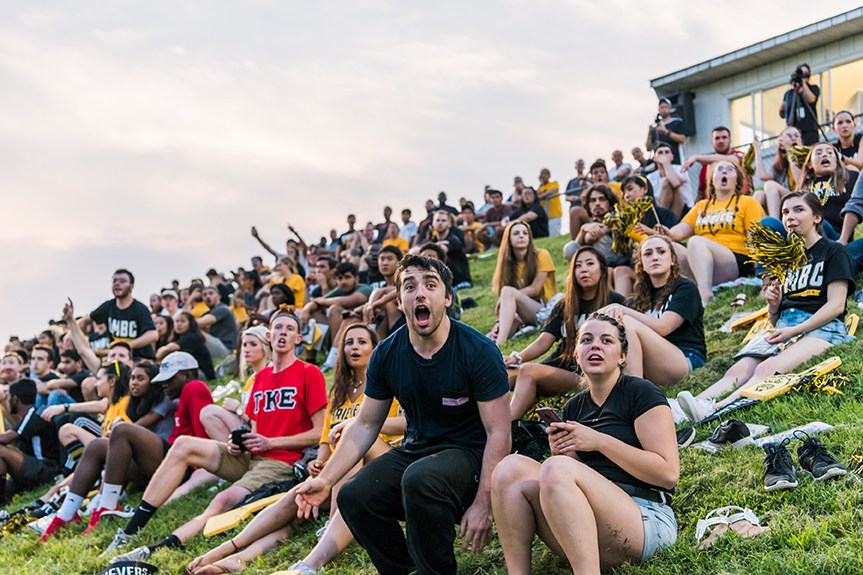 students watching men's soccer game