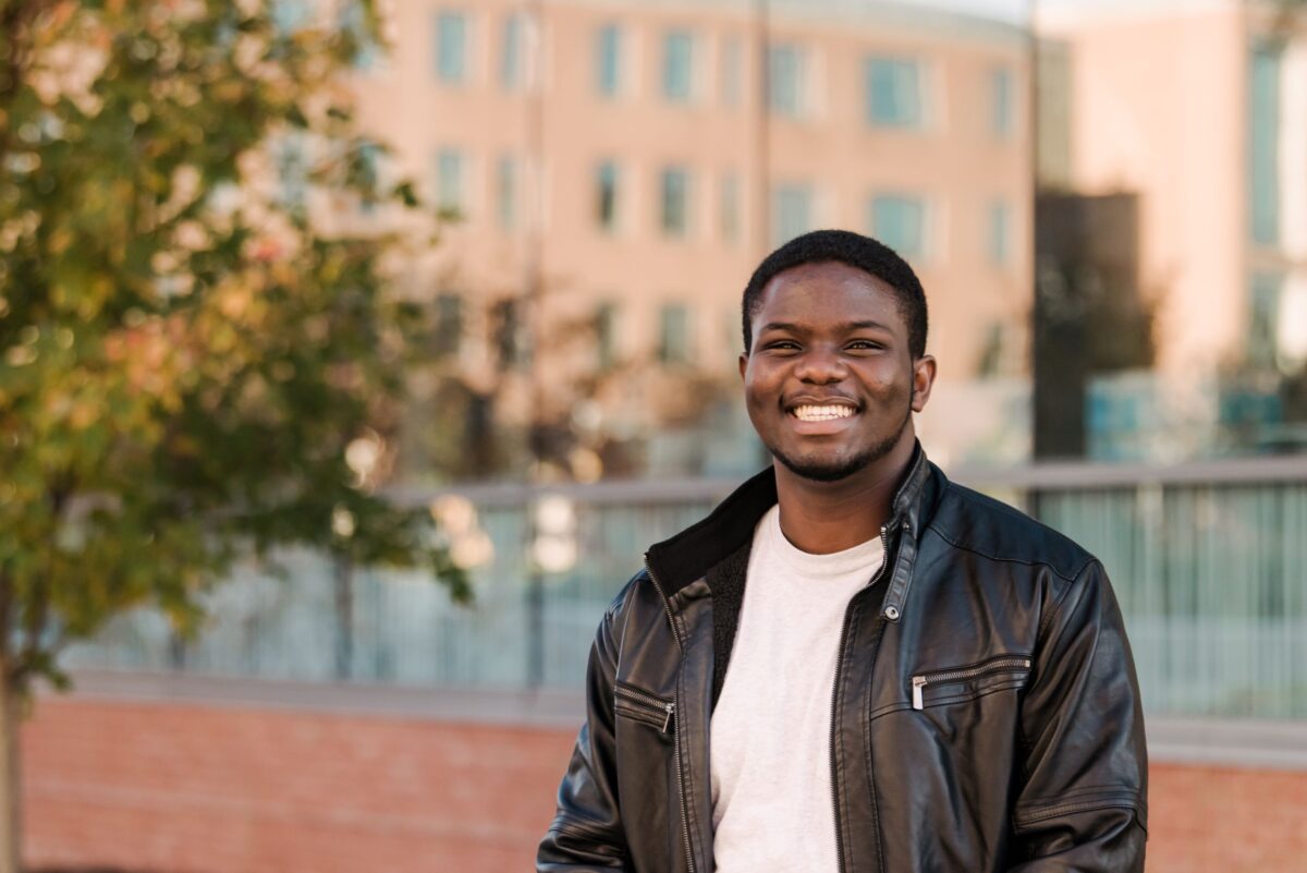 Portrait of Praise Lasekan, an international student at UMBC