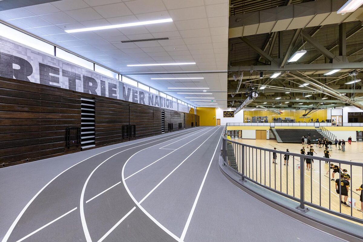 The RAC's newly remodeled indoor running track.