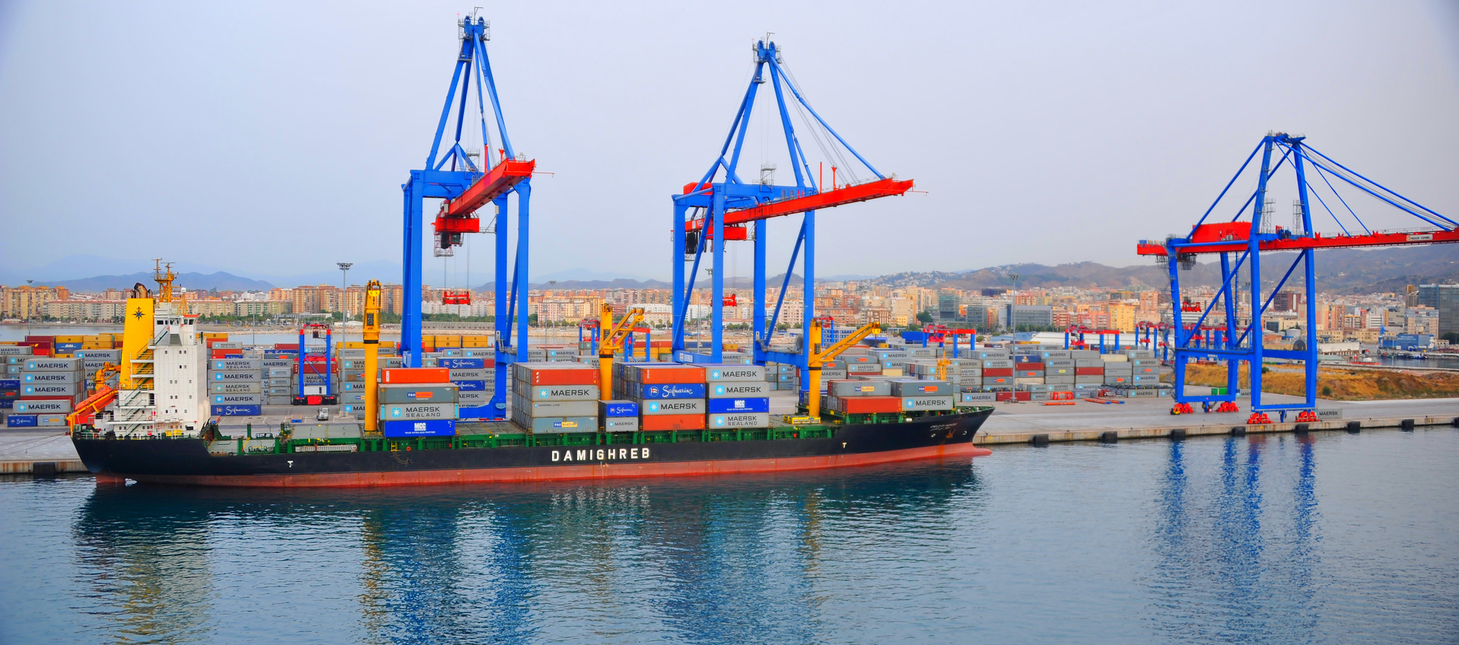 a cargo ship in port