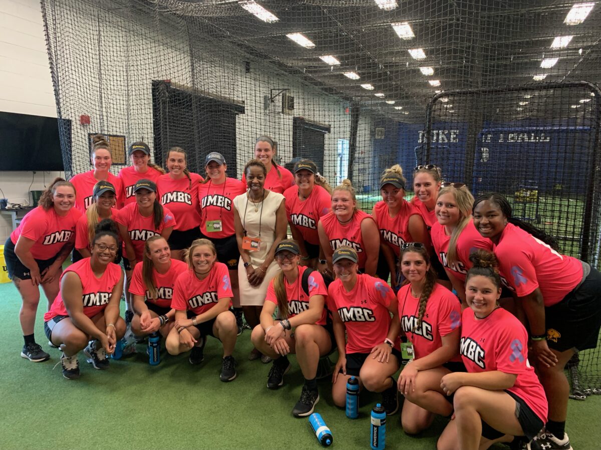 Group of softball players smiling