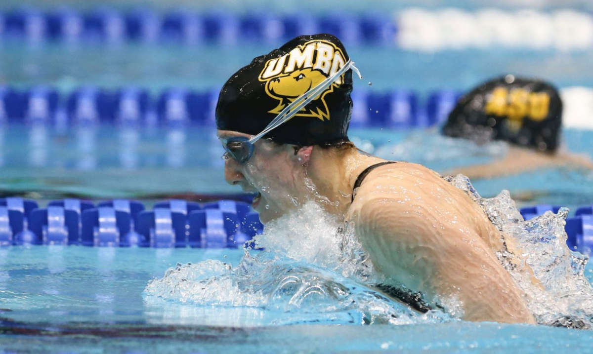 a swimmer competing in a race
