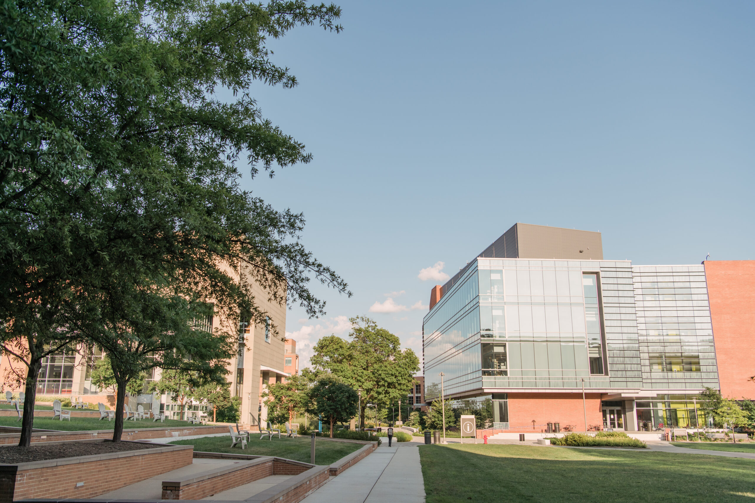 An image of UMBC's campus in the summer