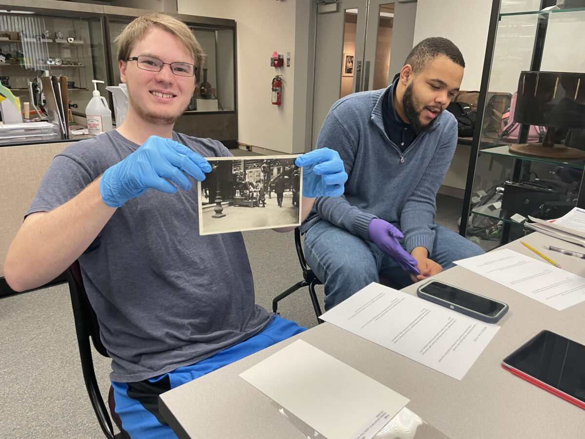 Students use original Lewis Hine photos for researc