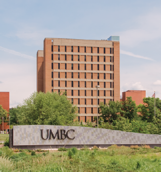 UMBC's administration building, located at the edge of campus by the Retriever Activity Center.