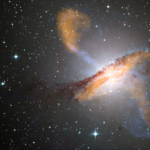 This color composite of Centaurus A, an elliptical galaxy located about 13 million light-years from Earth, reveals the lobes and jets emanating from the active galaxy’s central black hole.