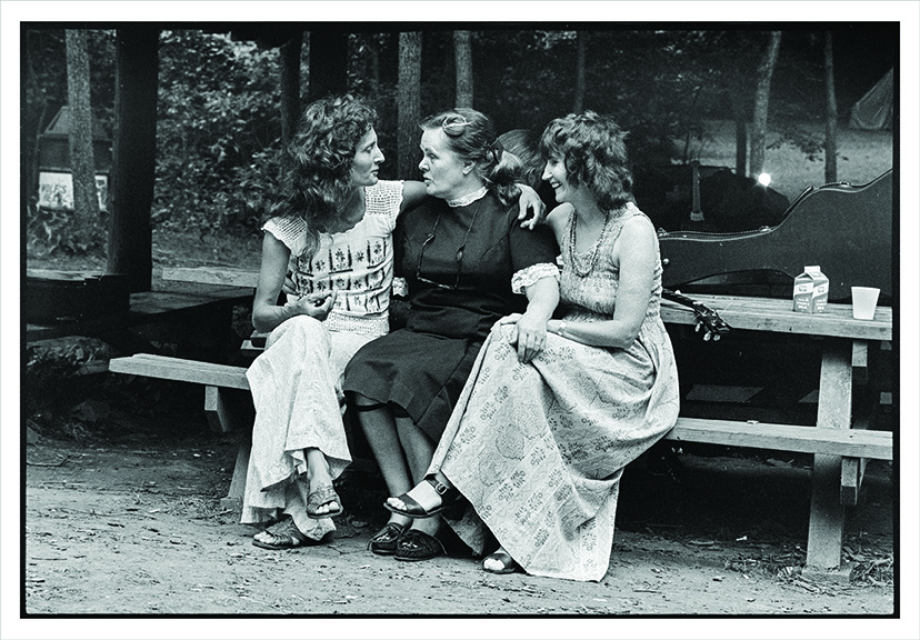 Alice Gerrard, Ola Belle Reed, and Hazel Dickens at the Brandywine Mountain Music Convention, Chadds Ford, Pennsylvania, 1974. Courtesy the photographer.
