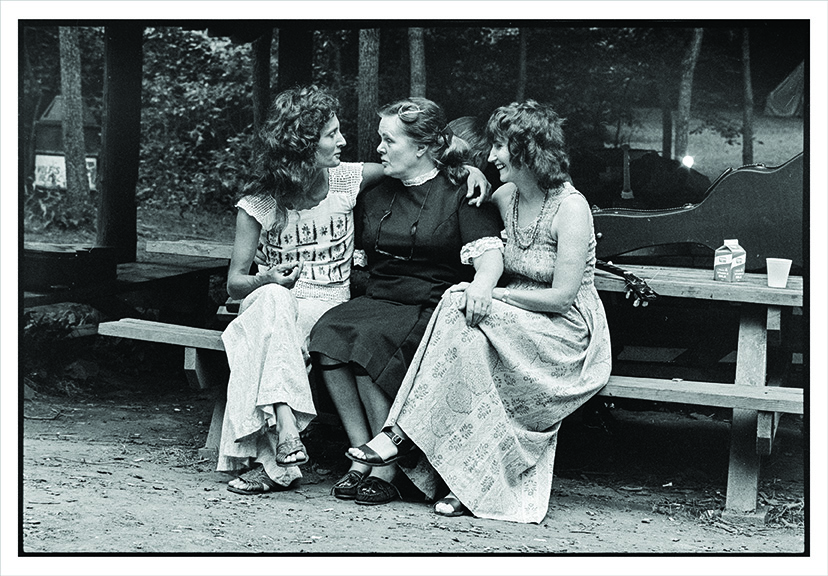 Alice Gerrard, Ola Belle Reed, and Hazel Dickens at the Brandywine Mountain Music Convention, Chadds Ford, Pennsylvania, 1974. Courtesy the photographer.
    