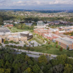 Drone image of UMBC's campus.
