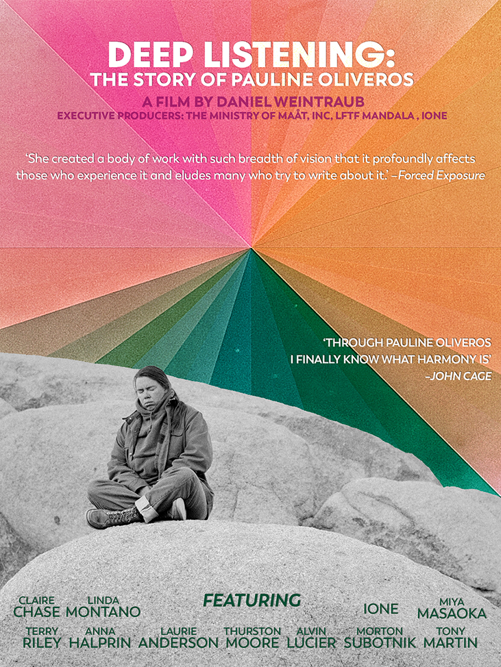 A film poster says Deep Listening: The Story of Pauline Oliveros