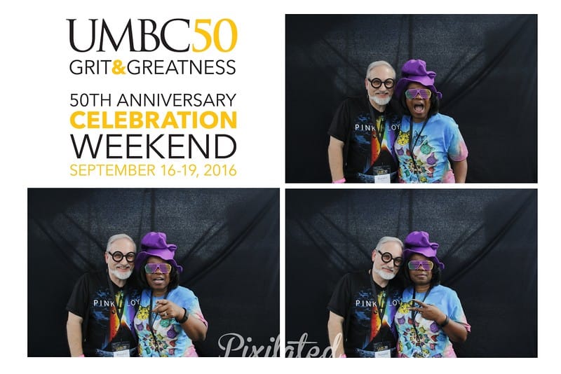 Ron Pettie '82, English, and Christine Pettie at UMBC's 50th anniversary celebration.