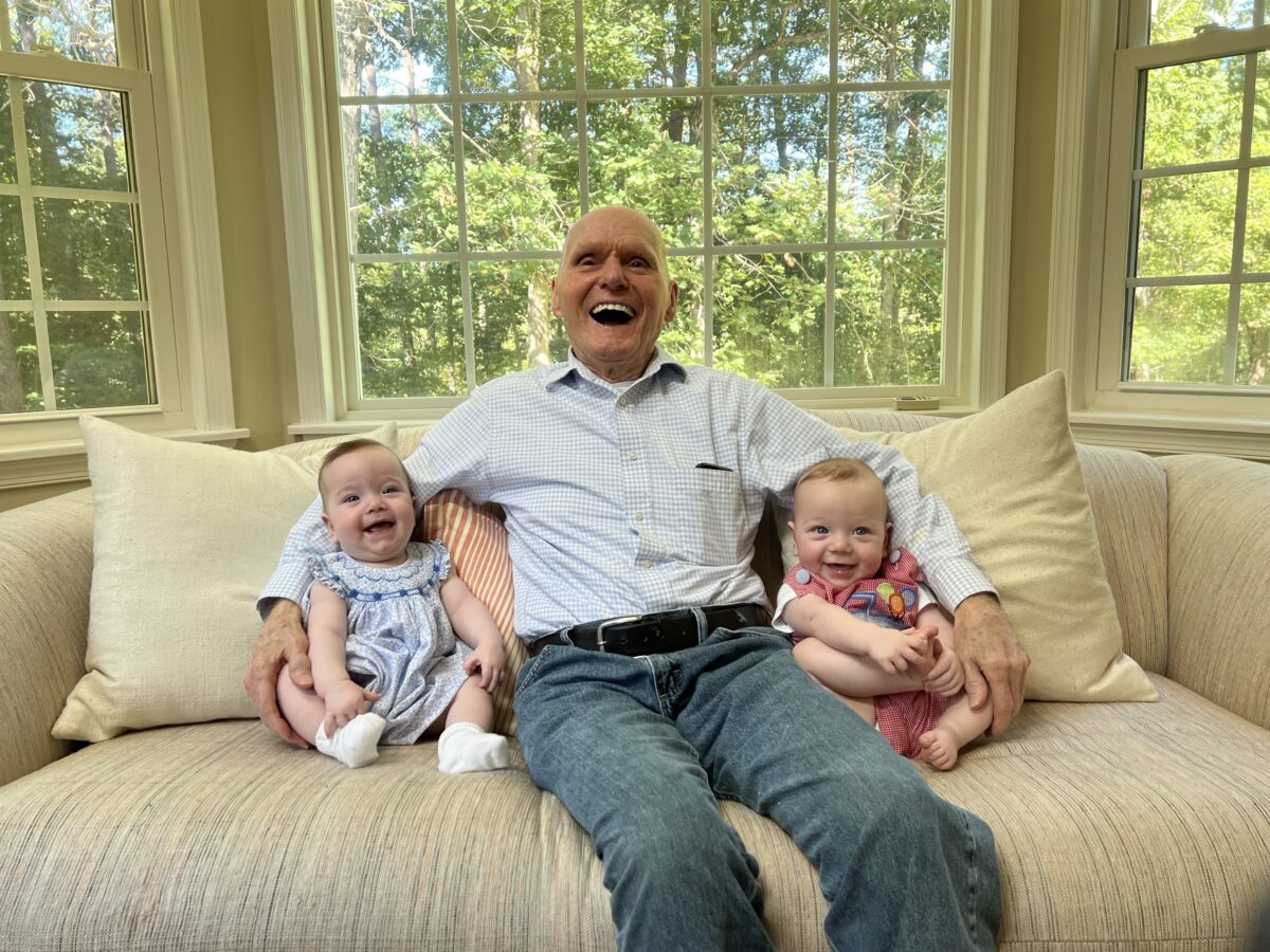 Chuck Peake spending time with his great grandchildren, Charlie and Cabell.