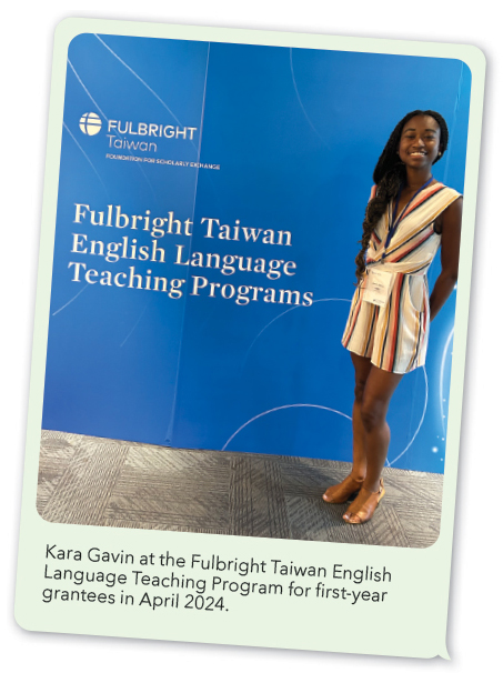 Kara Gavin at the Fulbright Taiwan English Language Teaching Program for first-year grantees in April 2024