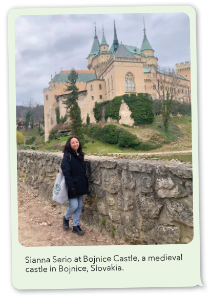 Sianna Serio at Bojnice Castle, a medieval castle in Slovakia.