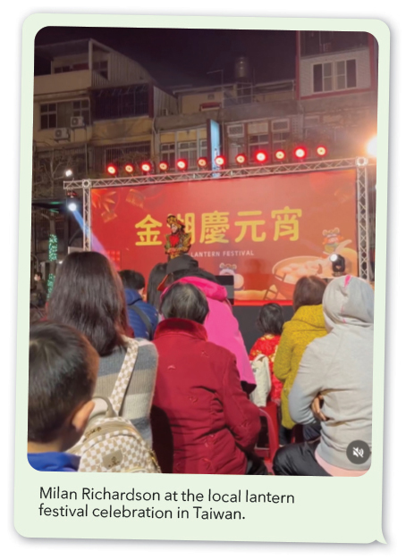 Milan at the local lantern festival celebration in Taiwan.