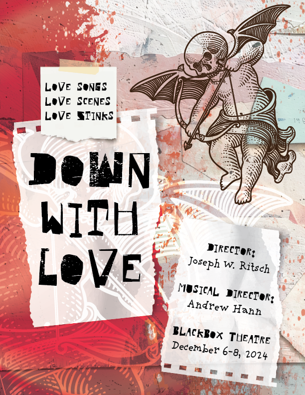 A graphic design says Down With Love.