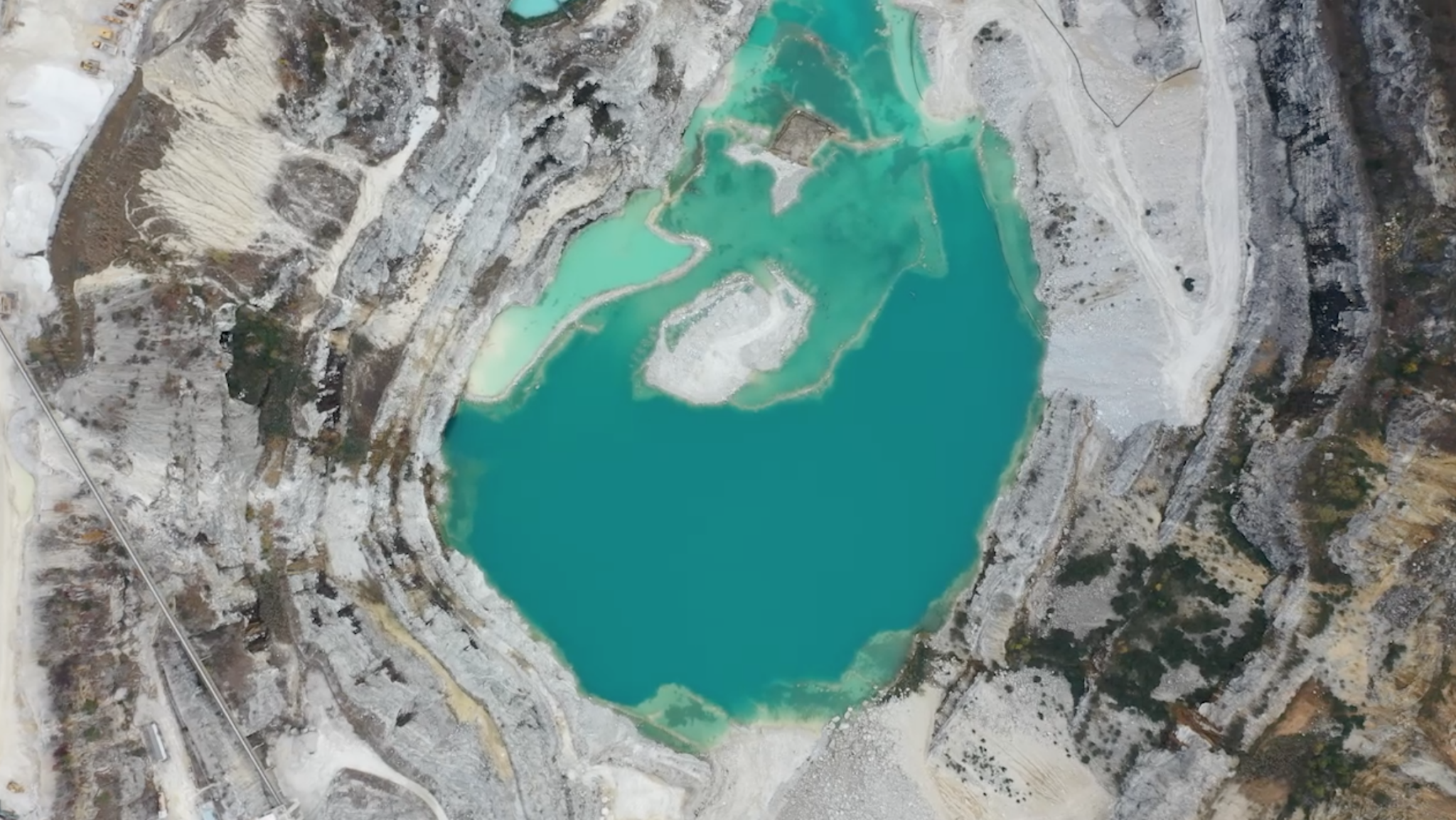 An overhead image of a marble quarry.