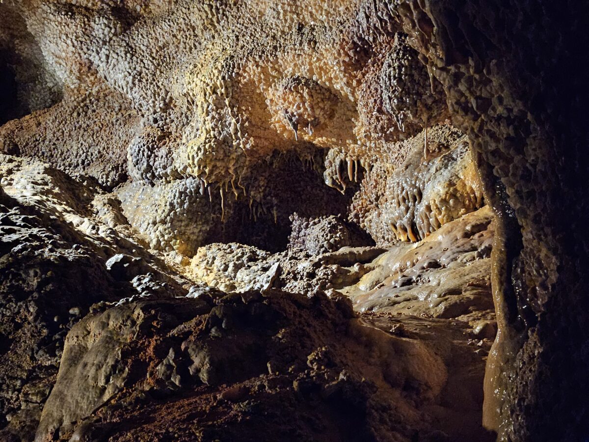 Draperies and flowstone in the
Formation Room